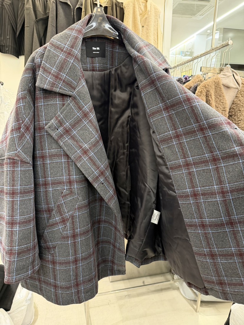 THE SIL韓國代購㊣女裝新款職業熱賣時尚25秋冬短款大衣斗篷THE SIL/1 2ILLY短款大衣