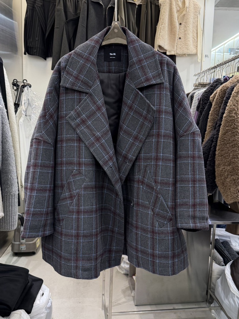 THE SIL韓國代購㊣女裝新款職業熱賣時尚25秋冬短款大衣斗篷THE SIL/1 2ILLY短款大衣圖色1