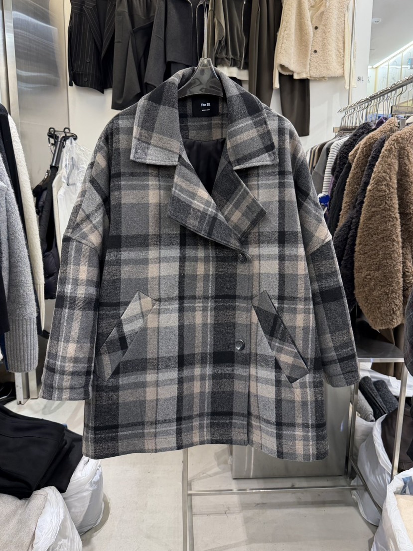 THE SIL韓國代購㊣女裝新款職業熱賣時尚25秋冬短款大衣斗篷THE SIL/1 2ILLY短款大衣圖色2