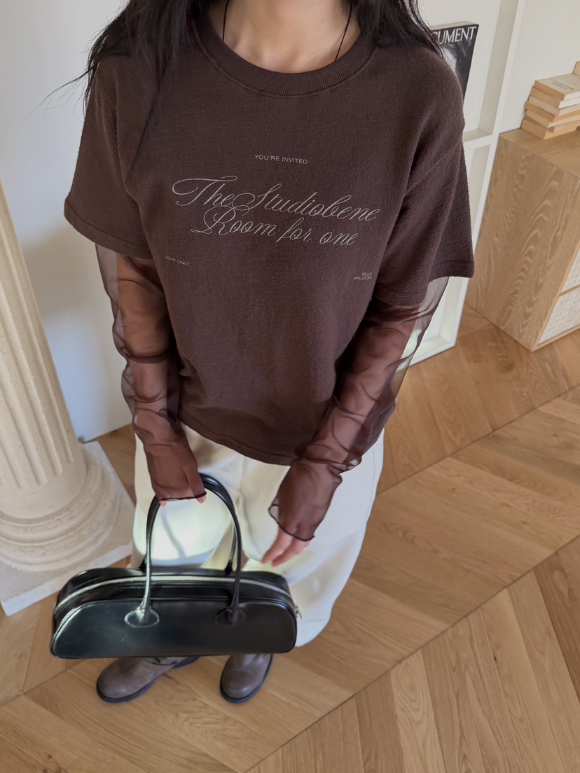 BENE韓國代購㊣女士新款熱賣25秋冬真品時尚休閑長袖T恤假兩件BENE長袖T恤圖色5