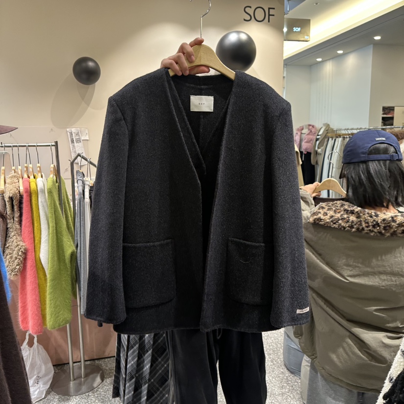 SOF東大門㊣代購女裝新品熱賣25秋冬推薦真品休閑人氣短款大衣SOF短款大衣圖色2