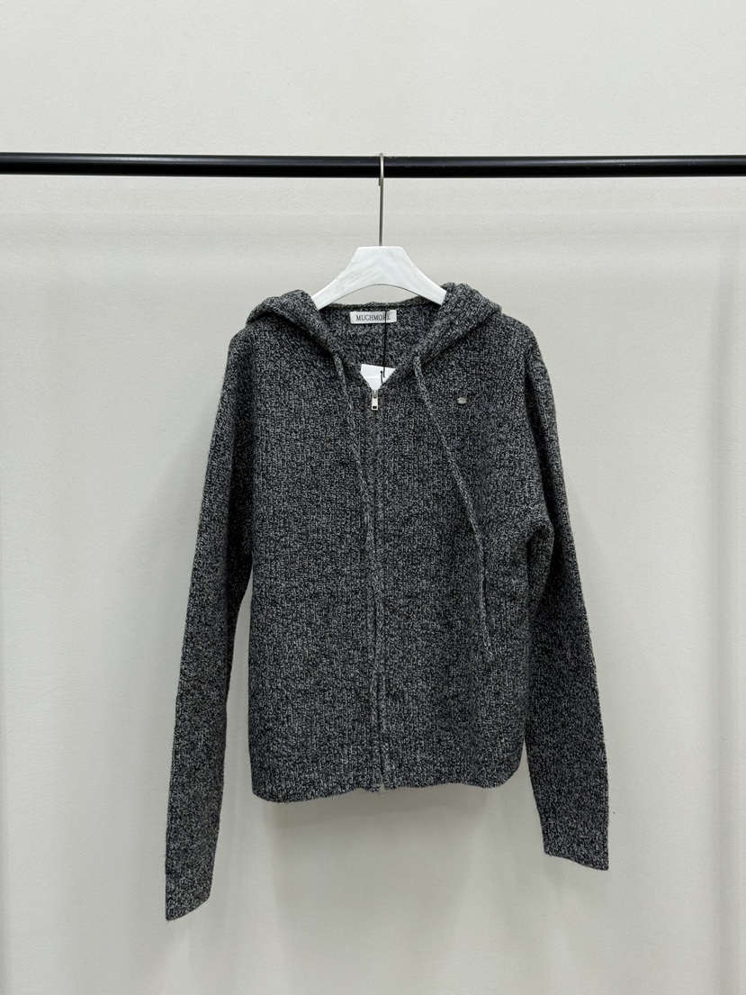 MUCH MORE東大門㊣代購女士新品休閑25秋冬針織衫連帽拉鏈衫MUCH MORE針織衫圖色1