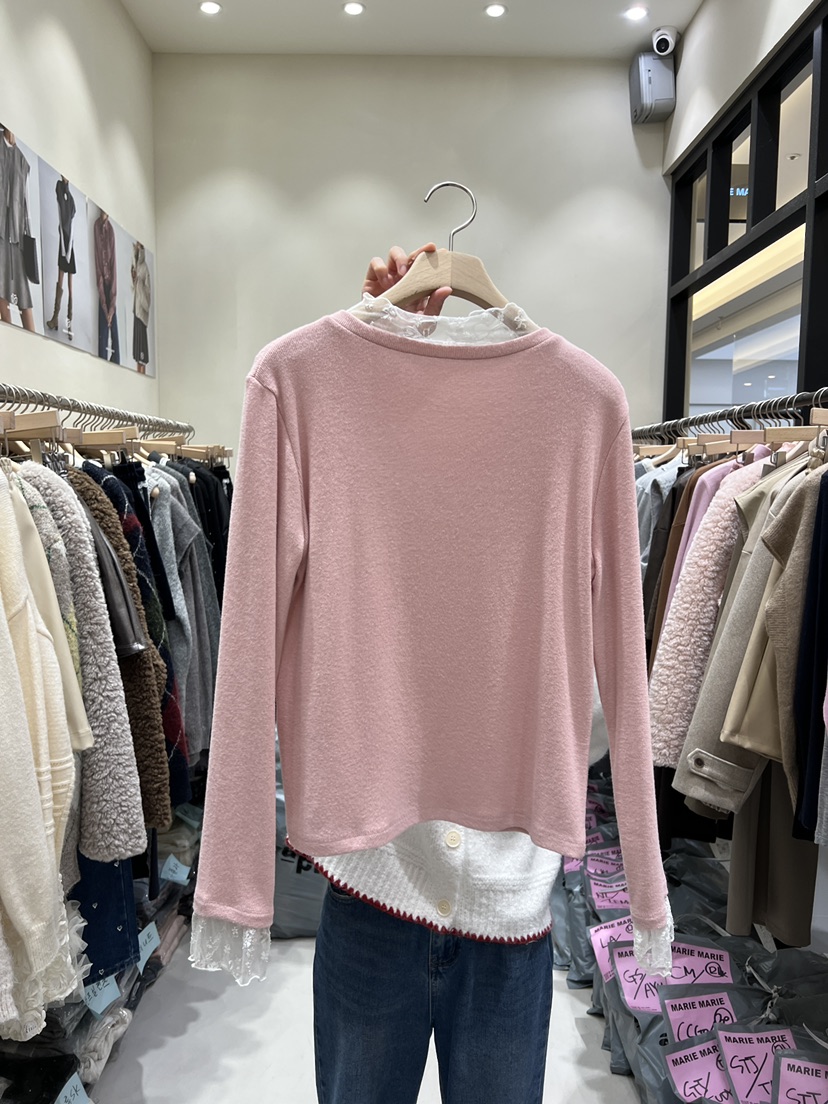 MARIE MARIE韓國直郵㊣女裝新款職業真品25秋冬長袖T恤蕾絲MARIE MARIE長袖T恤