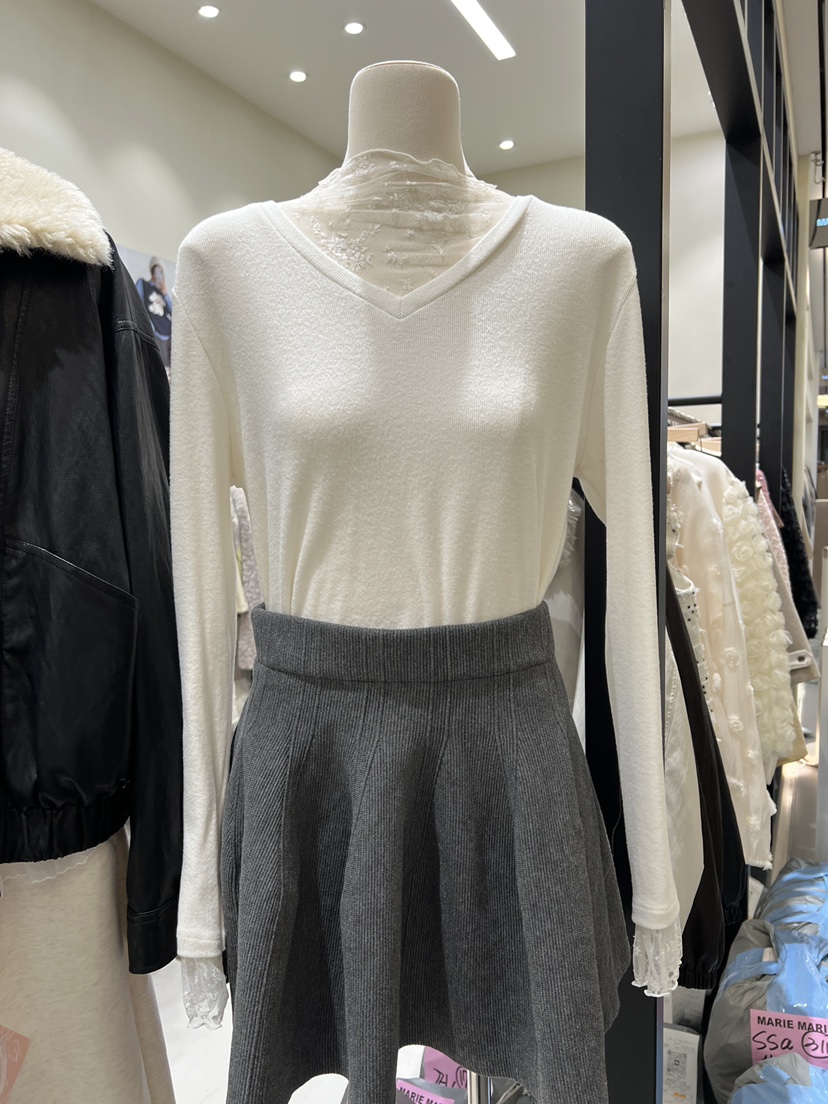 MARIE MARIE韓國直郵㊣女裝新款職業真品25秋冬長袖T恤蕾絲MARIE MARIE長袖T恤圖色3