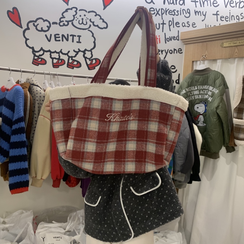 VENTI東大門㊣實拍女裝新品時尚熱賣25秋冬職業推薦手提包格紋VENTI手提包圖色2