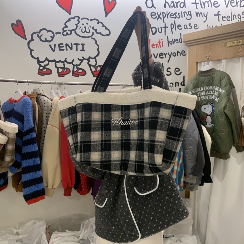 VENTI東大門㊣實拍女裝新品時尚熱賣25秋冬職業推薦手提包格紋VENTI手提包圖色3