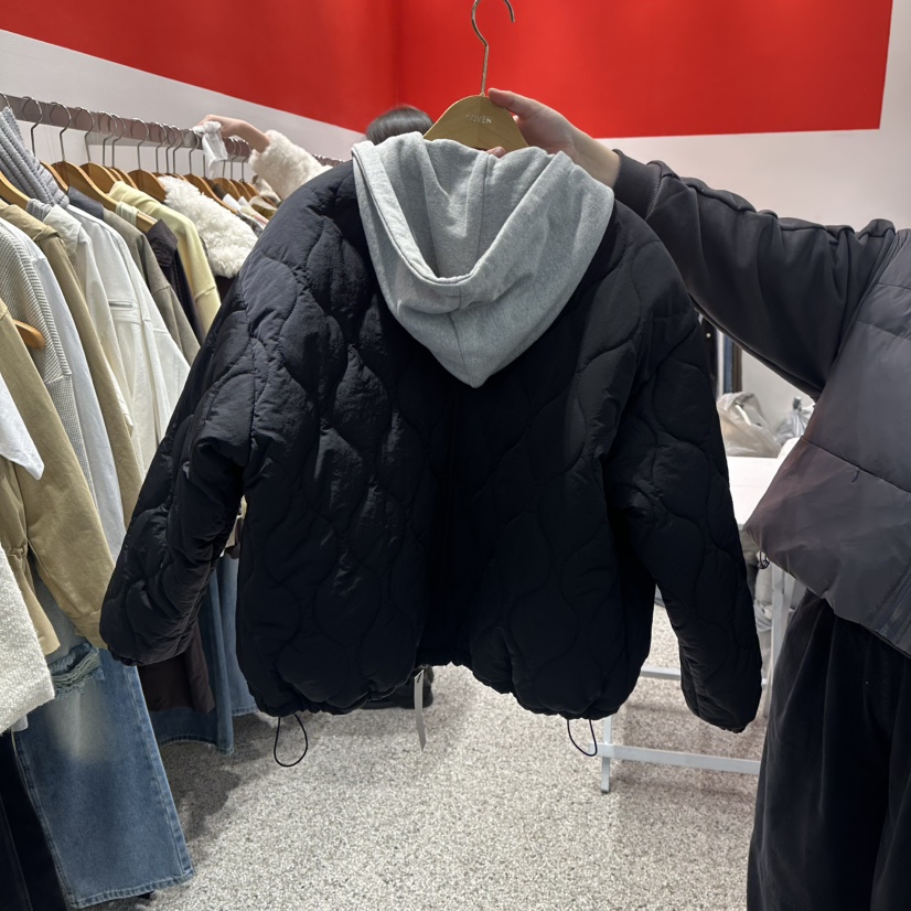 ATPZ韓國直郵㊣女裝新品休閑熱賣人氣推薦短款棉服假兩件連帽ATTENTION PLEAES短款棉服