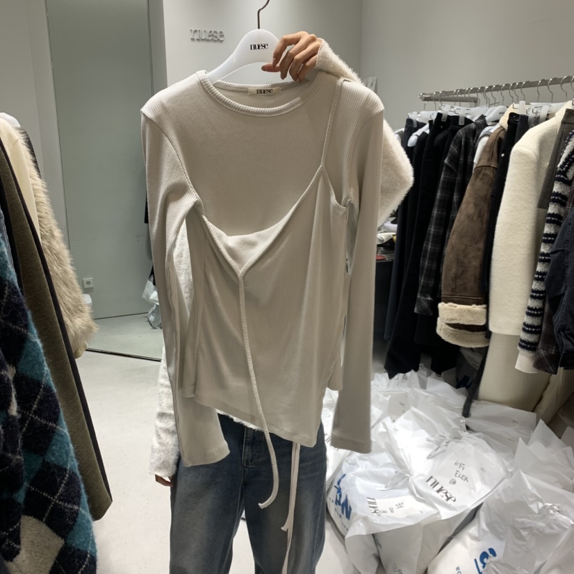 NUESE東大門㊣直郵女士新款25秋冬時尚熱賣人氣職業長袖T恤NUESE長袖T恤圖色2