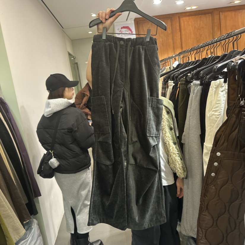 GARMENT-P韓國直郵㊣女裝新品時尚真品職業休閑休閑褲天鵝絨GARMENT休閑褲圖色2墨綠