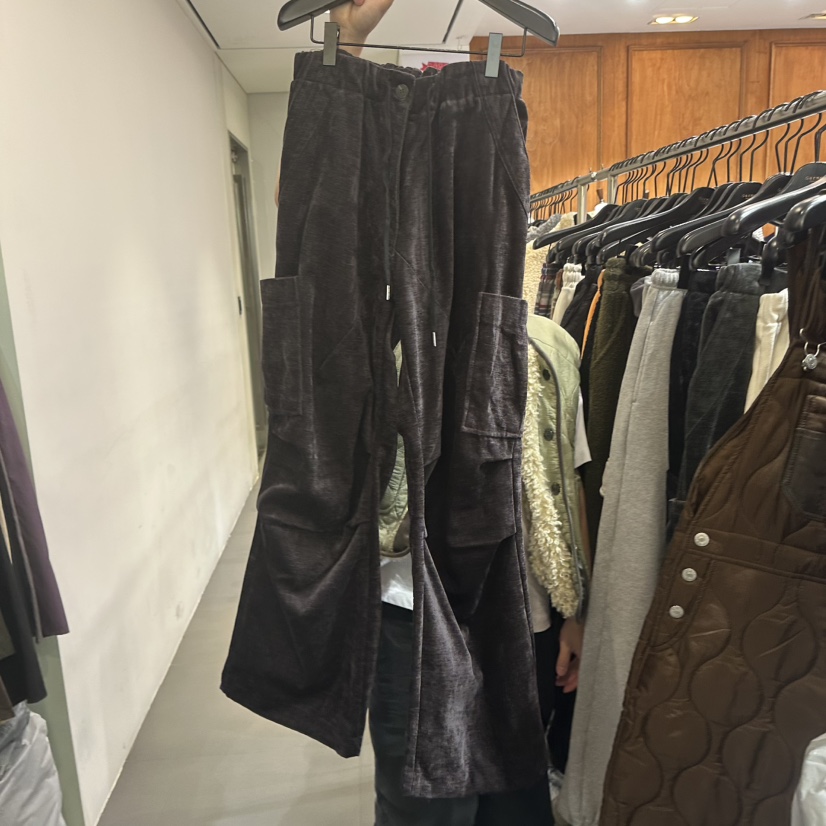 GARMENT-P韓國直郵㊣女裝新品時尚真品職業休閑休閑褲天鵝絨GARMENT休閑褲圖色3棕色