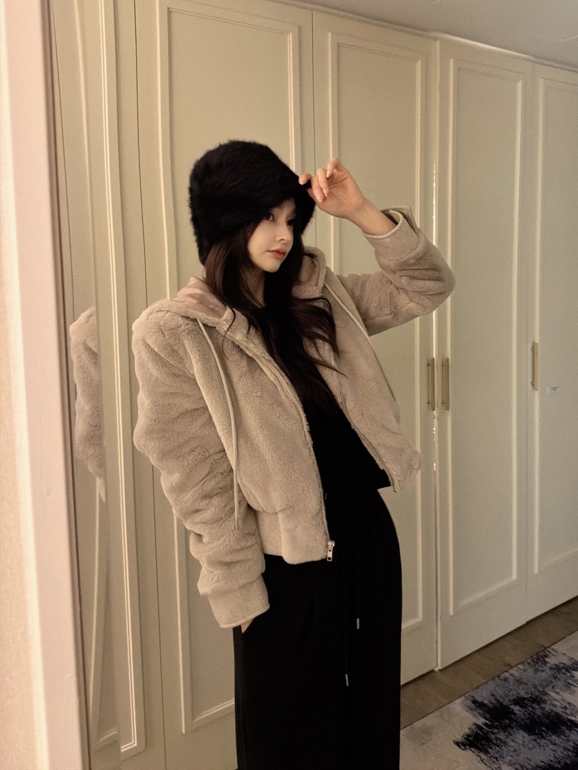 CLOTH東大門㊣直郵女士新品真品人氣職業時尚夾克貂皮連帽棉CLOTH夾克