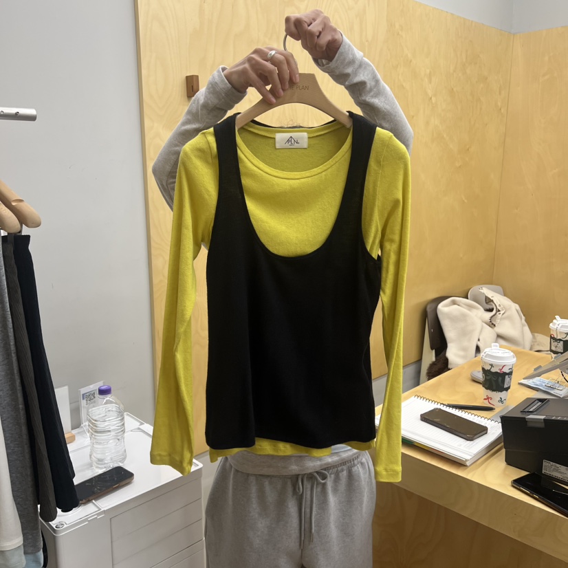 THEPLAN東大門㊣代購女士新品25秋冬推薦時尚套裝華夫格雙層THE PLAN套裝圖色2