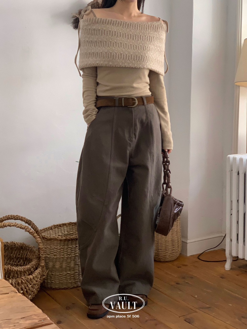 VAULT東大門㊣實拍女裝新品25秋冬真品人氣休閑褲不含腰帶褶裥VAULT休閑褲