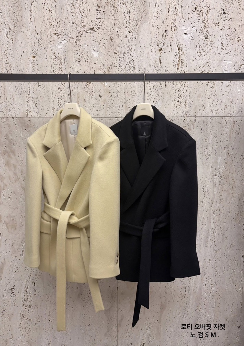 BLOSSOM韓國直郵㊣女士新款25秋冬時尚職業熱賣真品夾克含腰帶BLOSSOM夾克