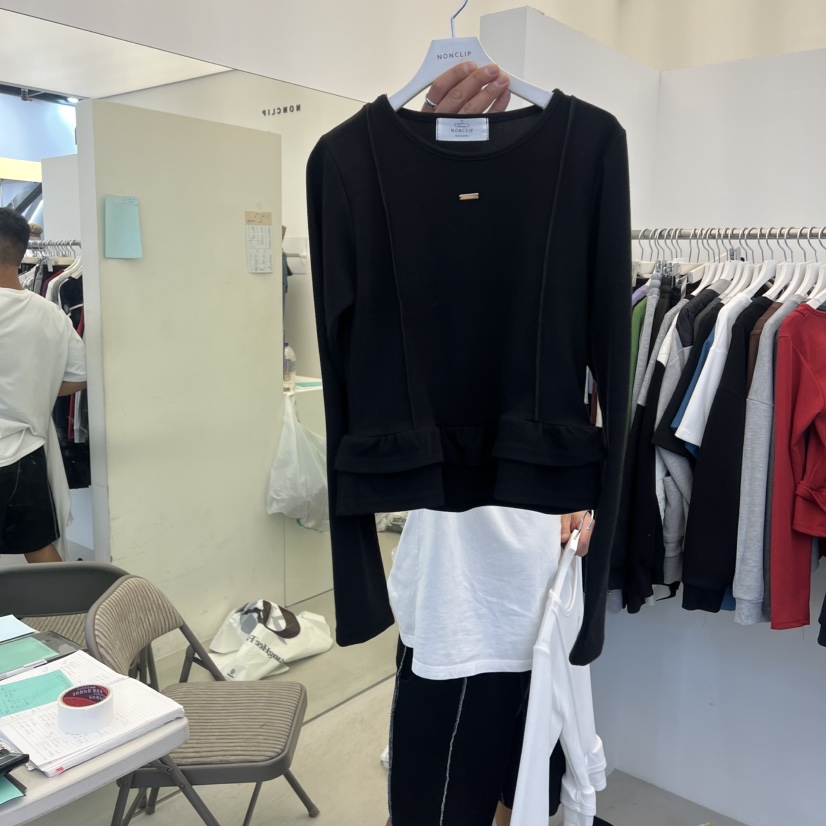 NON CLIP韓國直郵㊣女裝新款職業25秋冬休閑推薦長袖T恤褶皺NON CLIP長袖T恤圖色3