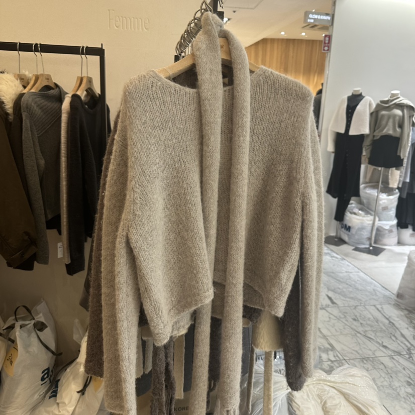 LA MAGIE FEMME東大門㊣實拍女裝新款時尚人氣毛衣含脖帶Lamagie Femme毛衣圖色2