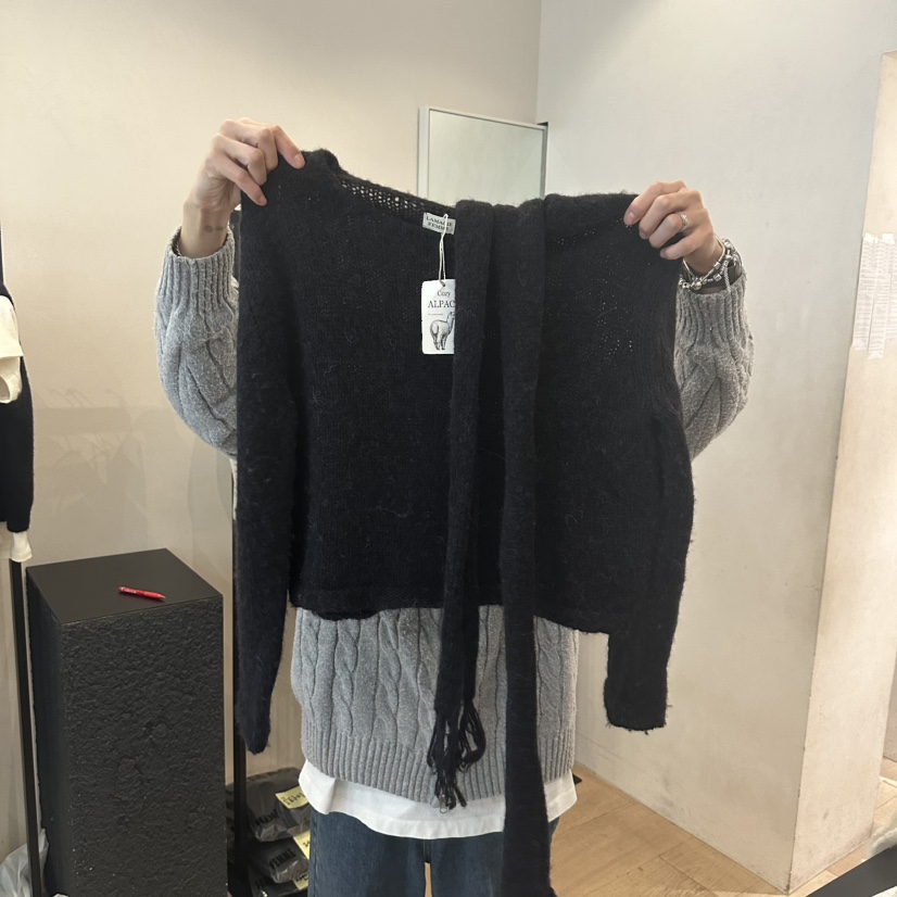 LA MAGIE FEMME東大門㊣實拍女裝新款時尚人氣毛衣含脖帶Lamagie Femme毛衣圖色4