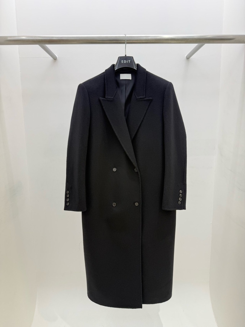 EDIT韓國直郵㊣女裝新品休閑職業推薦時尚人氣25秋冬中長款大衣EDIT中長款大衣圖色3黑色