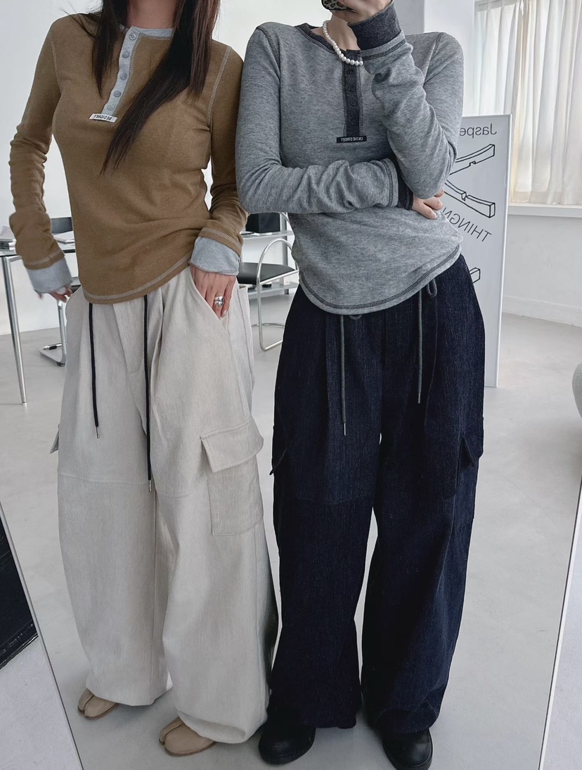 BLACKFRIDAY東大門㊣代購女士新品人氣時尚休閑推薦休閑褲口袋BLACK FRIDAY休閑褲