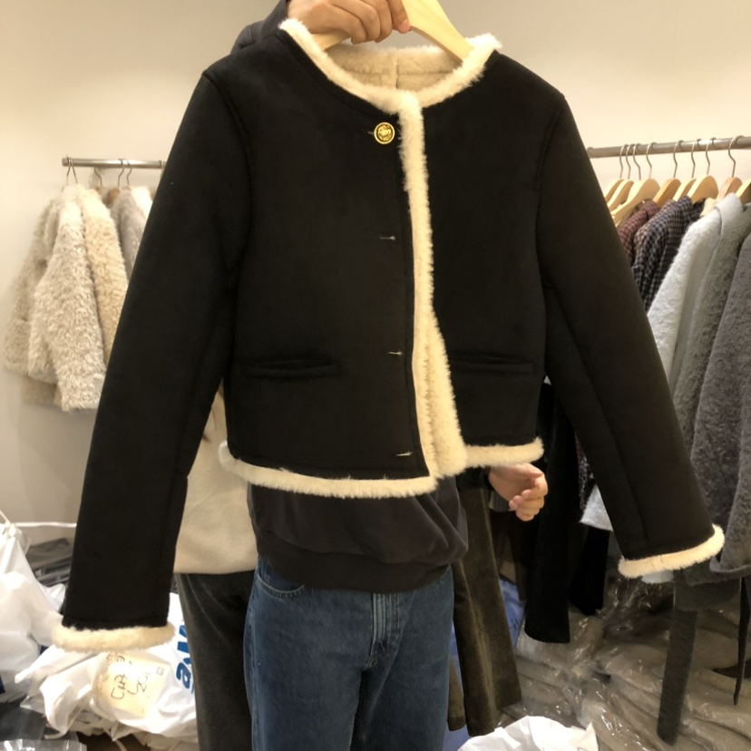 FOREST韓國代購㊣女士新款推薦時尚休閑職業真品夾克絨面革FOREST夾克圖色2