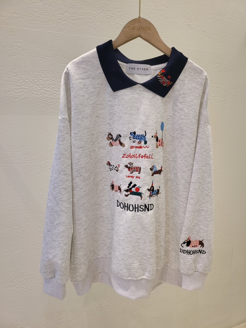 THE OTHER東大門㊣實拍女裝新品熱賣25秋冬人氣真品衛衣刺繡THE OTHER衛衣圖色1