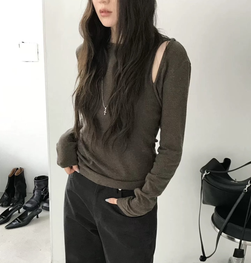 NUESE東大門㊣實拍女裝新款真品時尚25秋冬職業休閑長袖T恤NUESE長袖T恤圖色3