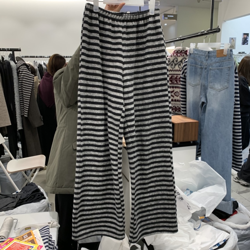 ANDTERRACE韓國直郵㊣女裝新品推薦人氣真品休閑休閑褲條紋ANDTERRACE休閑褲