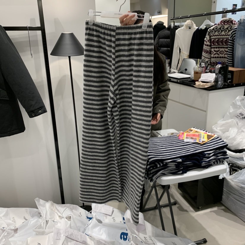 ANDTERRACE韓國直郵㊣女裝新品推薦人氣真品休閑休閑褲條紋ANDTERRACE休閑褲圖色1