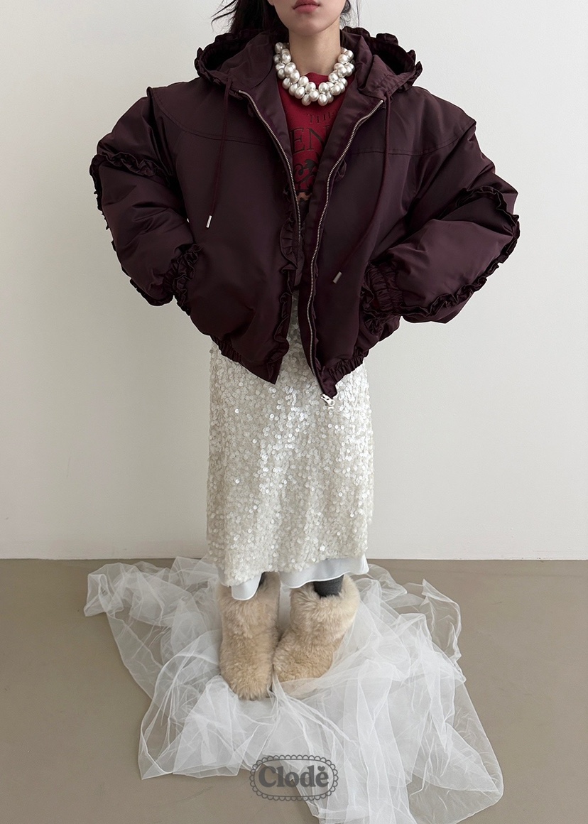 CLODE韓國直郵㊣女裝新款真品25秋冬職業休閑熱賣時尚短款棉服CLODE短款棉服