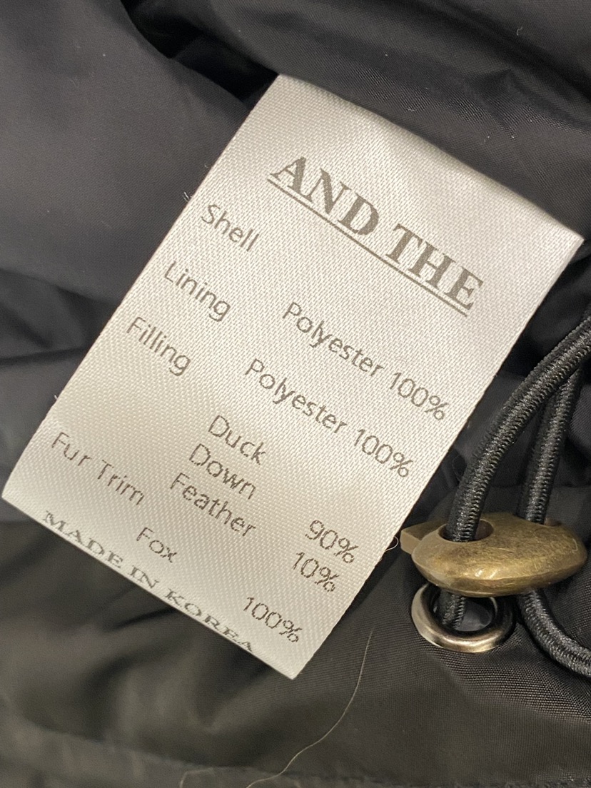 AND THE韓國代購㊣女士新品職業休閑時尚短款羽絨服毛絨狐貍AND THE短款羽絨服