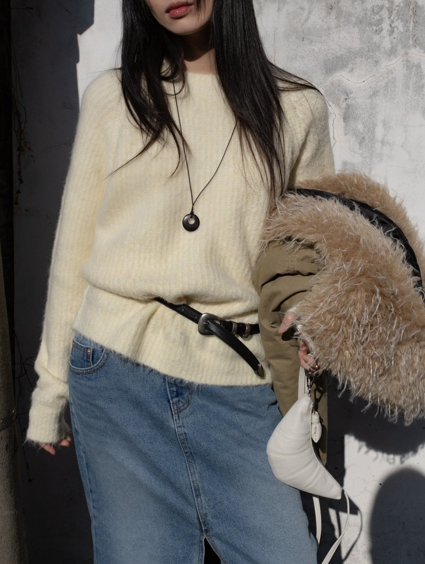 INSSENSE-A韓國代購㊣女士新款時尚人氣休閑推薦針織衫羊駝毛INSSENSE-A針織衫