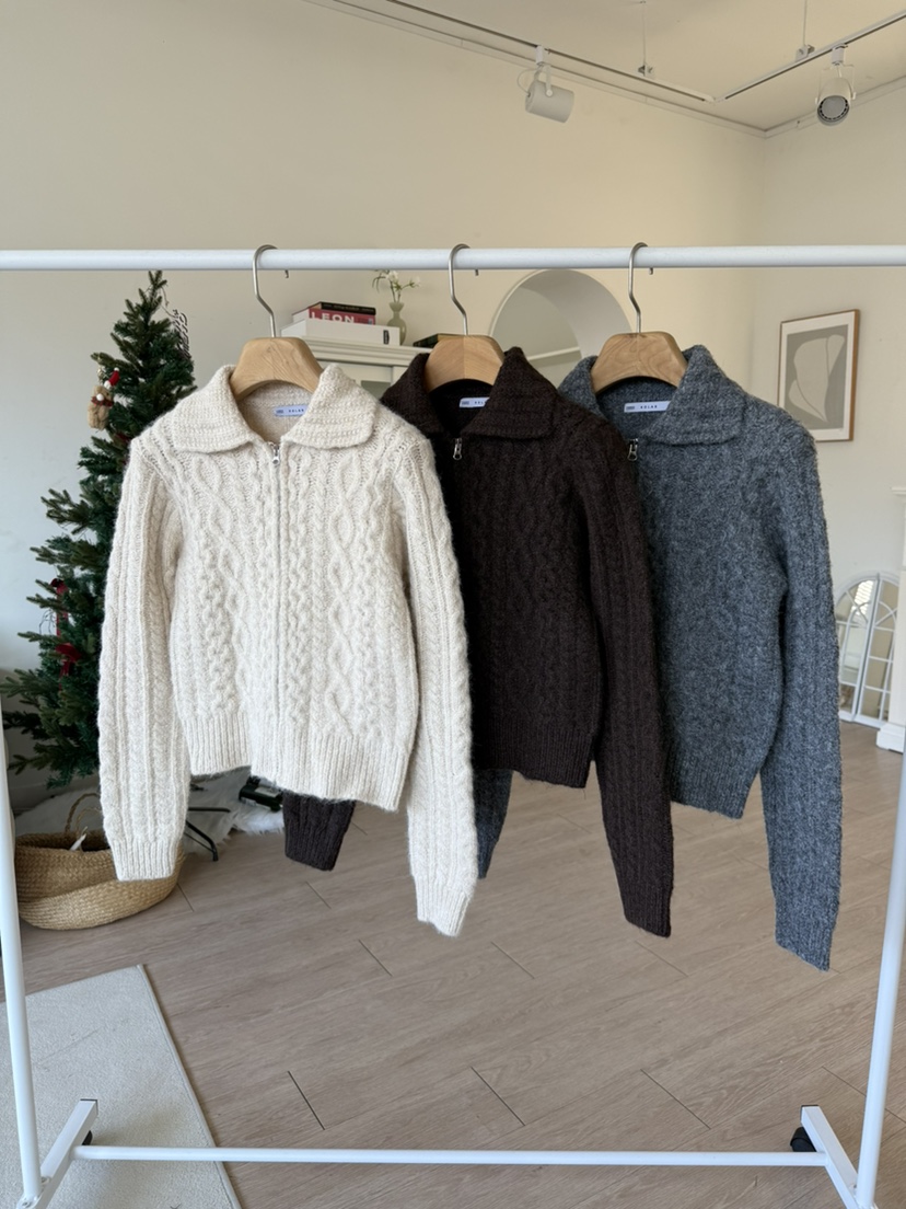 SOLAR東大門㊣實拍女裝新款真品25秋冬休閑時尚人氣針織衫拉鏈SOLAR針織衫