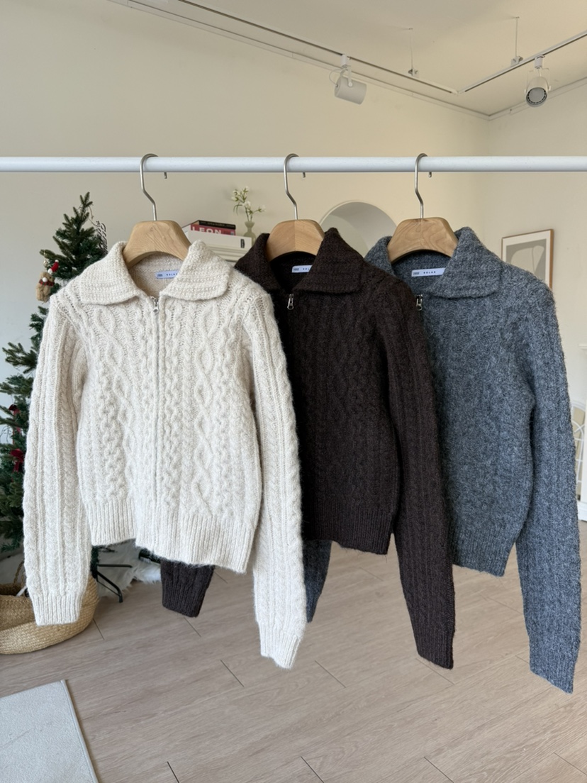 SOLAR東大門㊣實拍女裝新款真品25秋冬休閑時尚人氣針織衫拉鏈SOLAR針織衫