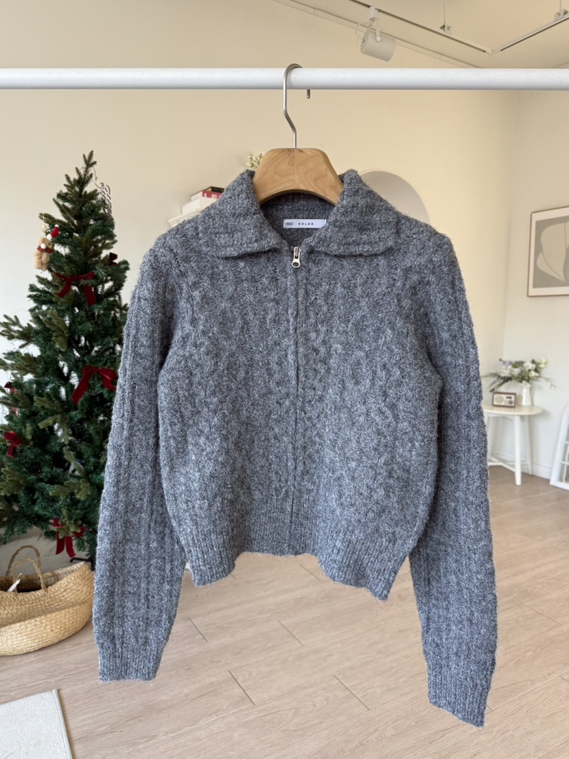 SOLAR東大門㊣實拍女裝新款真品25秋冬休閑時尚人氣針織衫拉鏈SOLAR針織衫圖色3