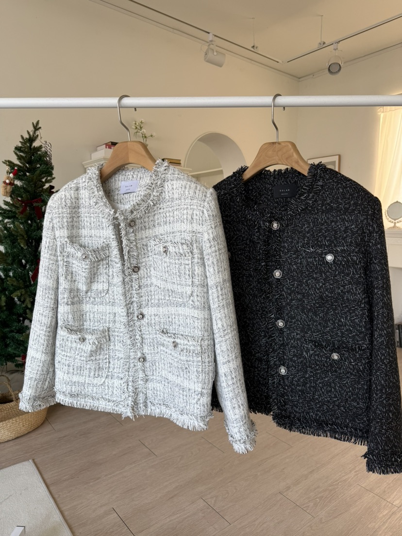 SOLAR東大門㊣代購女士新品熱賣人氣時尚職業休閑夾克粗花呢SOLAR夾克