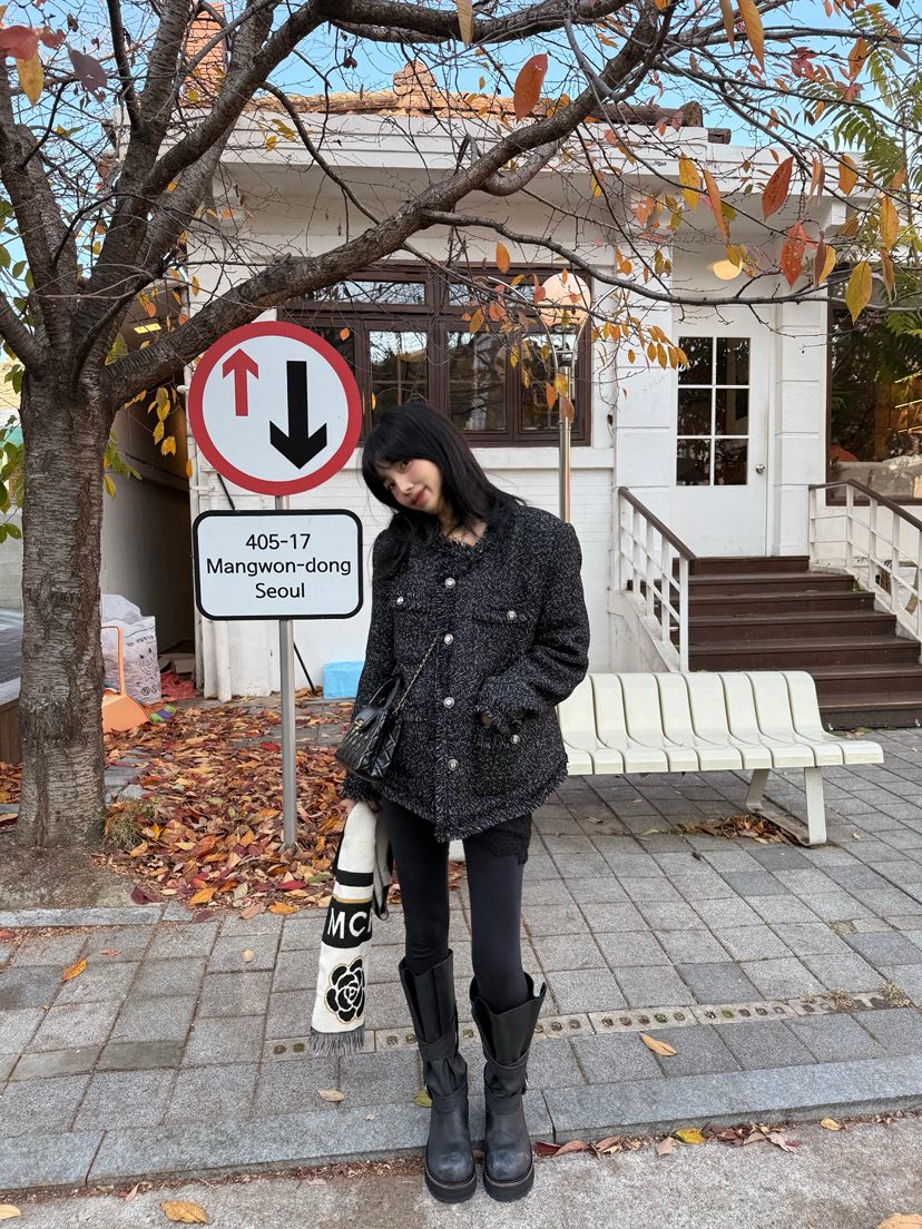 SOLAR東大門㊣代購女士新品熱賣人氣時尚職業休閑夾克粗花呢SOLAR夾克