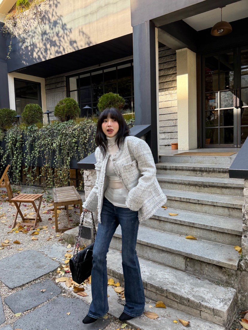 SOLAR東大門㊣代購女士新品熱賣人氣時尚職業休閑夾克粗花呢SOLAR夾克