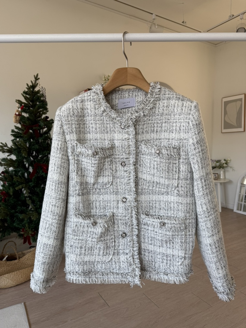 SOLAR東大門㊣代購女士新品熱賣人氣時尚職業休閑夾克粗花呢SOLAR夾克圖色1