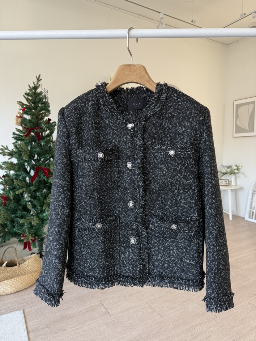 SOLAR東大門㊣代購女士新品熱賣人氣時尚職業休閑夾克粗花呢SOLAR夾克圖色2