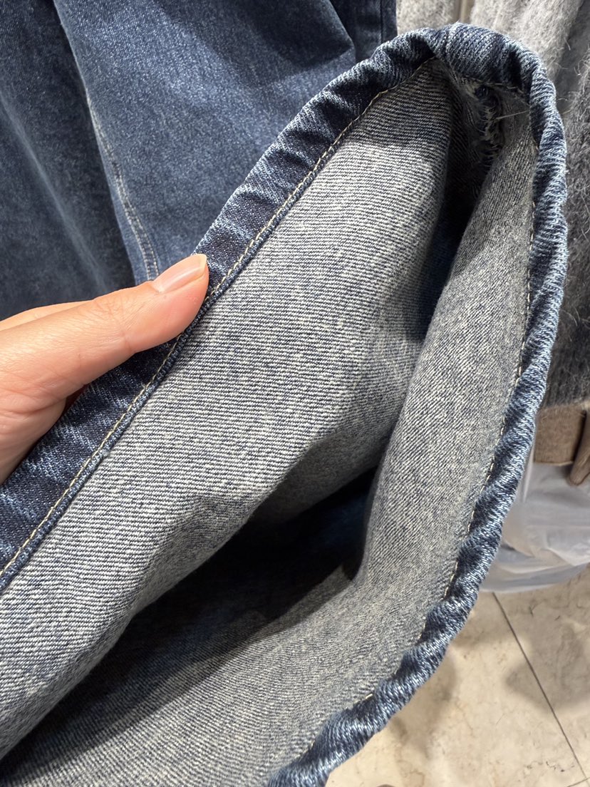 DE GO YOU東大門㊣實拍女士新品休閑牛仔褲不含腰帶闊腿褲羊毛拉絨DE GO YOU牛仔褲