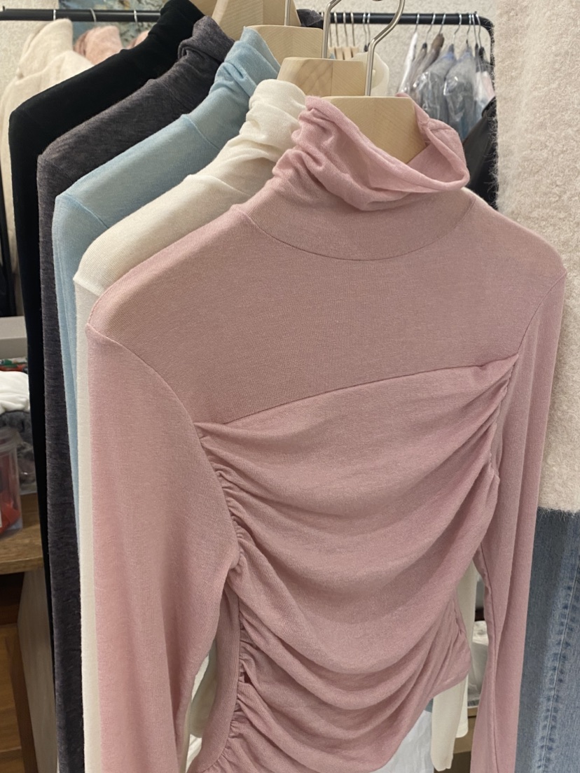 N BROWN東大門㊣實拍女士新品休閑推薦時尚長袖T恤羊毛褶皺N BROWN長袖T恤