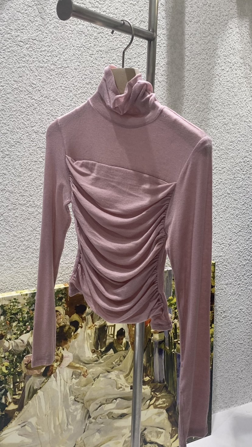 N BROWN東大門㊣實拍女士新品休閑推薦時尚長袖T恤羊毛褶皺N BROWN長袖T恤圖色1