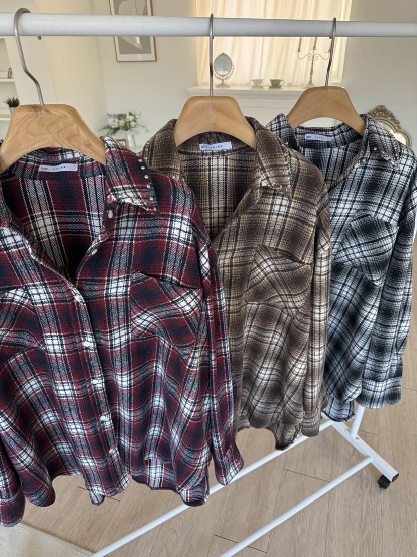 SOLAR東大門㊣直郵女裝新品人氣真品職業休閑襯衫蕾絲衫格子SOLAR襯衫/蕾絲衫