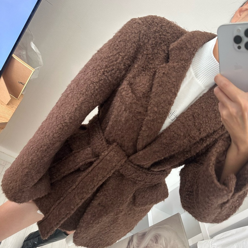 SOUIT韓國代購㊣女士新品職業人氣休閑時尚推薦短款大衣含腰帶SOUIT by mabel-L短款大衣