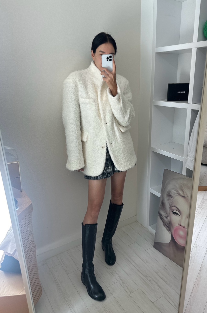 SOUIT韓國代購㊣女士新品職業人氣休閑時尚推薦短款大衣含腰帶SOUIT by mabel-L短款大衣