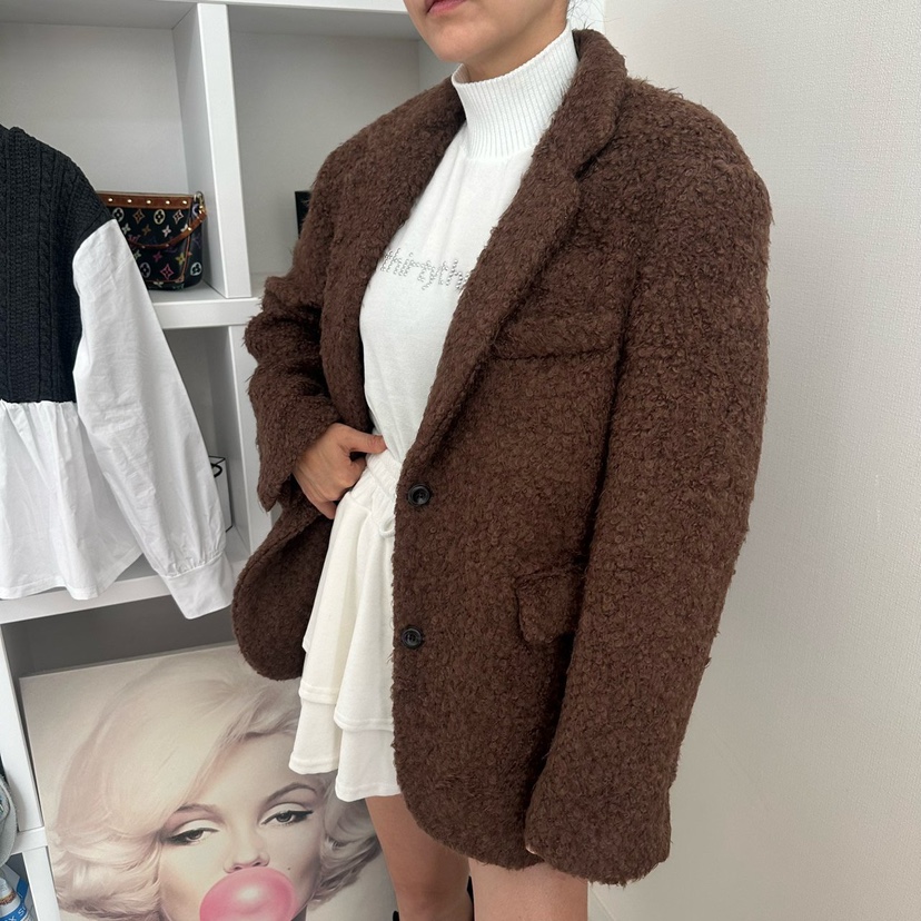 SOUIT韓國代購㊣女士新品職業人氣休閑時尚推薦短款大衣含腰帶SOUIT by mabel-L短款大衣