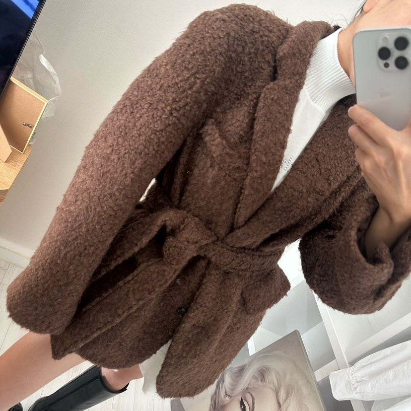 SOUIT韓國代購㊣女士新品職業人氣休閑時尚推薦短款大衣含腰帶SOUIT by mabel-L短款大衣