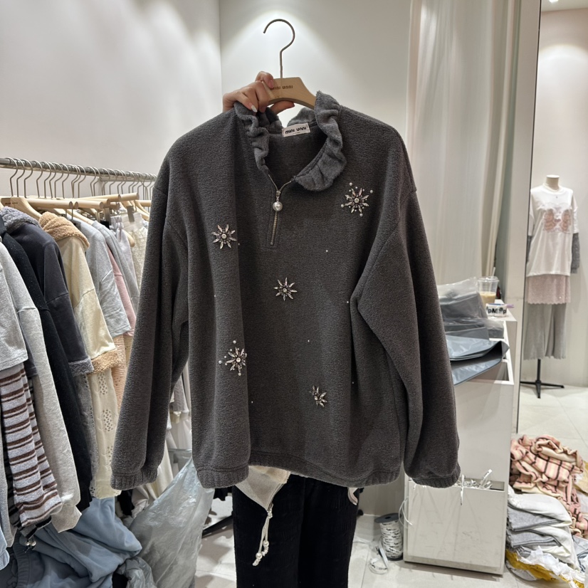 MINI UNNI東大門㊣實拍女士新款25秋冬休閑時尚熱賣衛衣加絨MINI UNNI衛衣圖色3