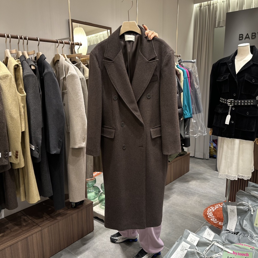 BABYTOUCH東大門㊣實拍女裝新品職業休閑時尚中長款大衣羊毛BABYTOUCH中長款大衣圖色3