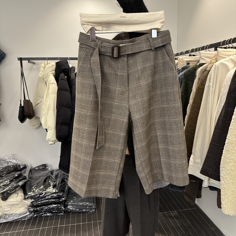 FIND-P東大門㊣代購女裝新品職業人氣休閑推薦真品短褲含腰帶FIND-P短褲圖色1